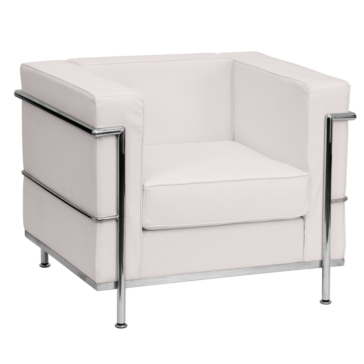 Emma and Oliver Contemporary LeatherSoft Chair with Double Bar Encasing Frame